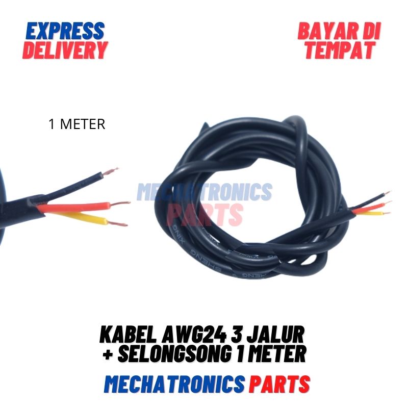 Kabel AWG24 3 Jalur + Selongsong 1Meter