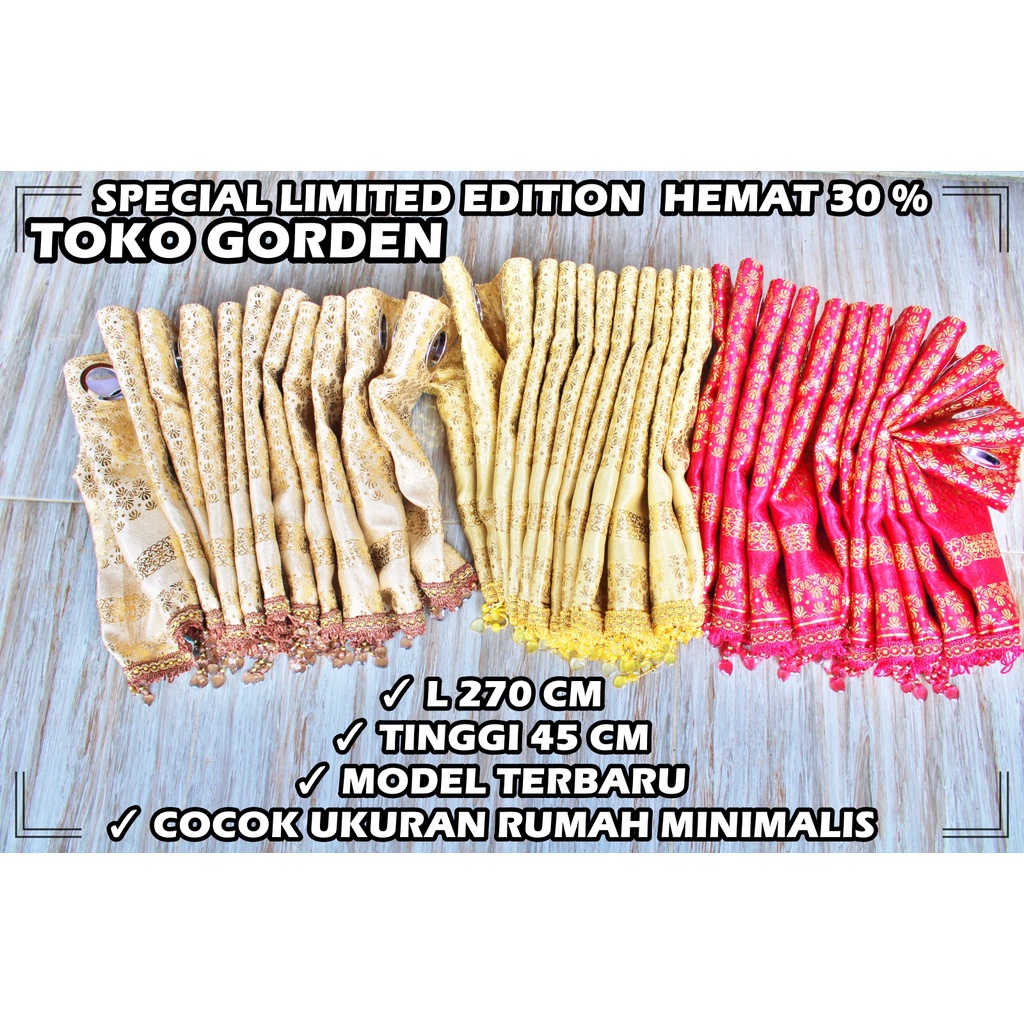 gordeng poni rumbay pintu atas rumah bahan blackout import dengan tinggi 40 cm atas pintu ruang tamu