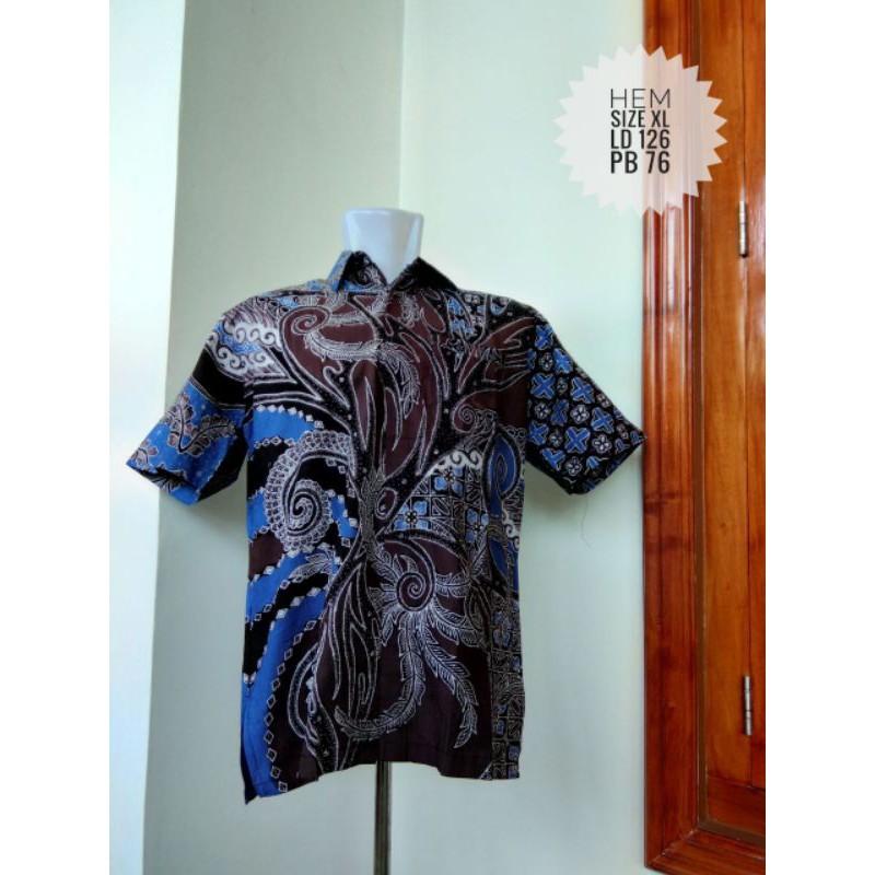 Hem batik, baju pria, hem, hem batik kombinasi tulis