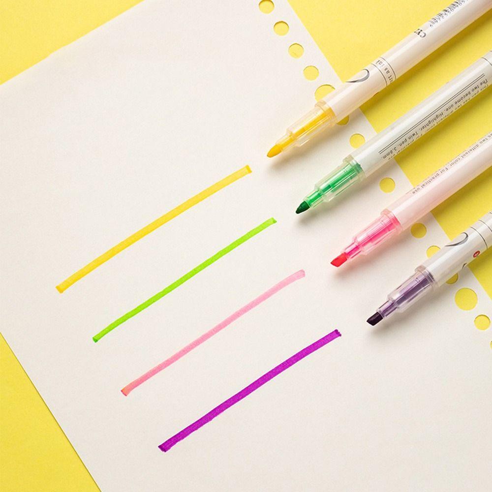 R-flower 6PCS/Set Pen Neon Siswa Warna Permen Kapasitas Tinggi Double Head Marker Set