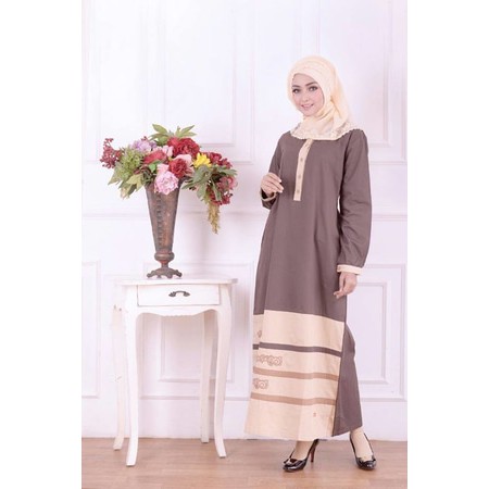 Baju gamis NIBRAS warna coklat ungu NB 131