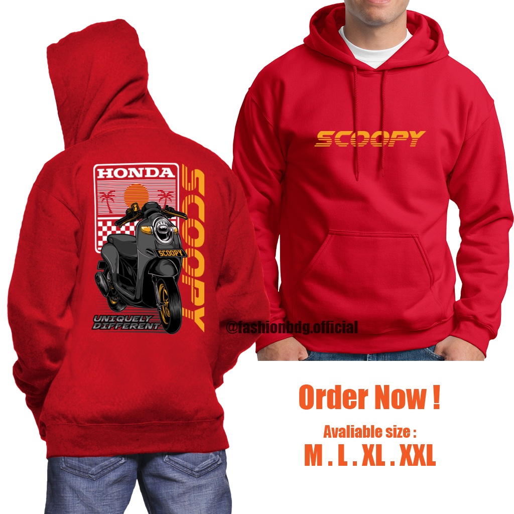 JAKET SCOOPY DISTRO KEREN TERBARU / SWEATER HOODIE HONDA SCOOPY / SWEATER SCOOPY BAHAN TEBAL JUMBO M L XL XXL