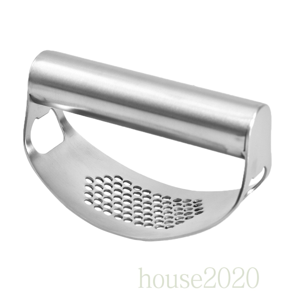 [HOUSE2020]Garlic Crusher Stainless Steel Manual Garlic Press Squeezer Curved Masher with Handle Kitchen Gadget