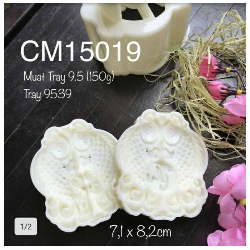 CM15019 Cetakan Mooncake Double Fish FU