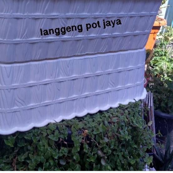 ☆ Pot plastik panjang putih motif KAYU ukuran 60cm ☼