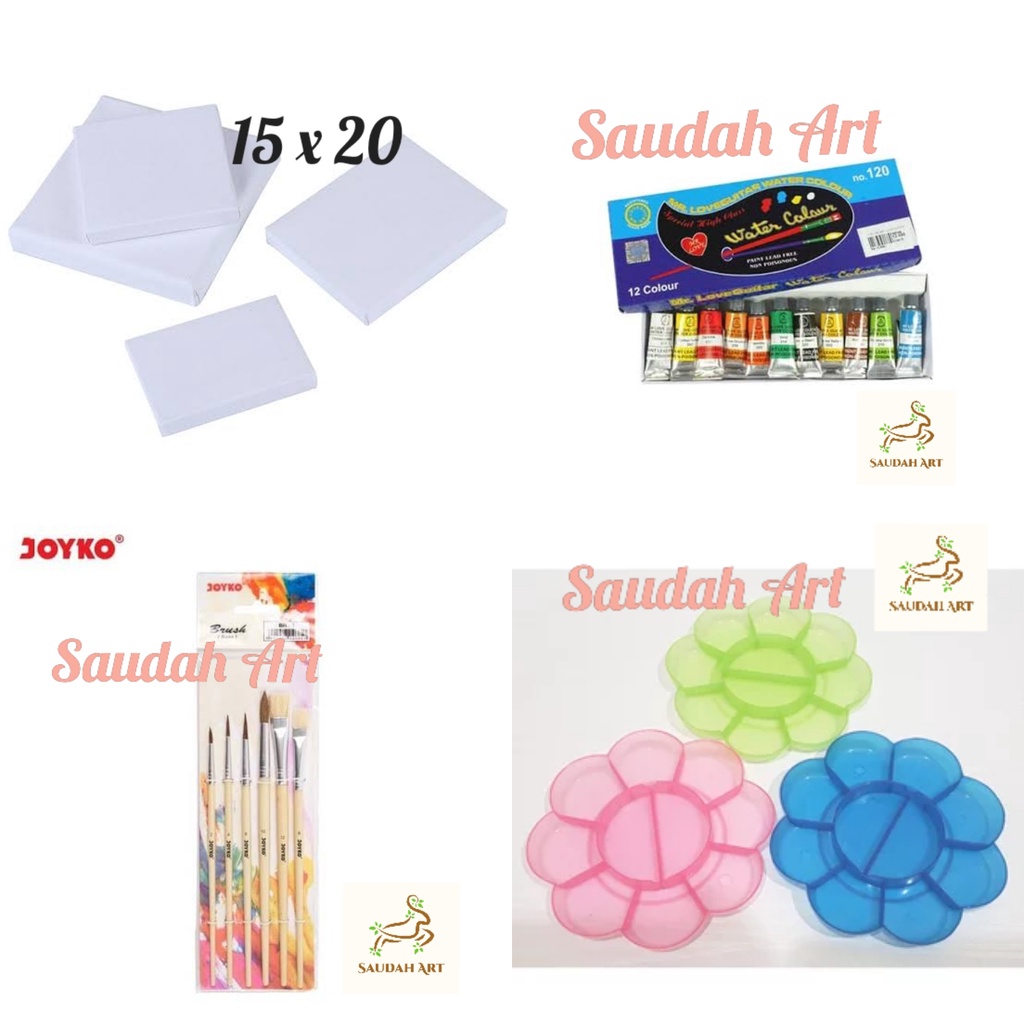

Paket Kanvas Lukis (kanvas 15x20,kuas,palet,cat air)