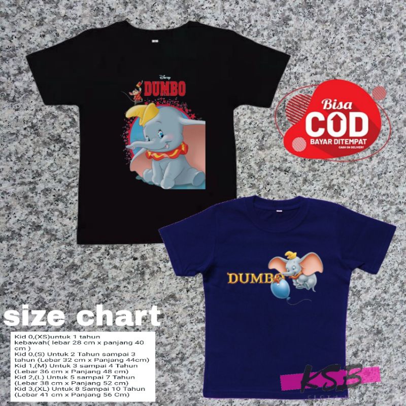 baju kaos anak laki laki perempuan dumbo/kaos anak dumbo/t-shirt dumbo/kaos anak murah/kaos anak imp