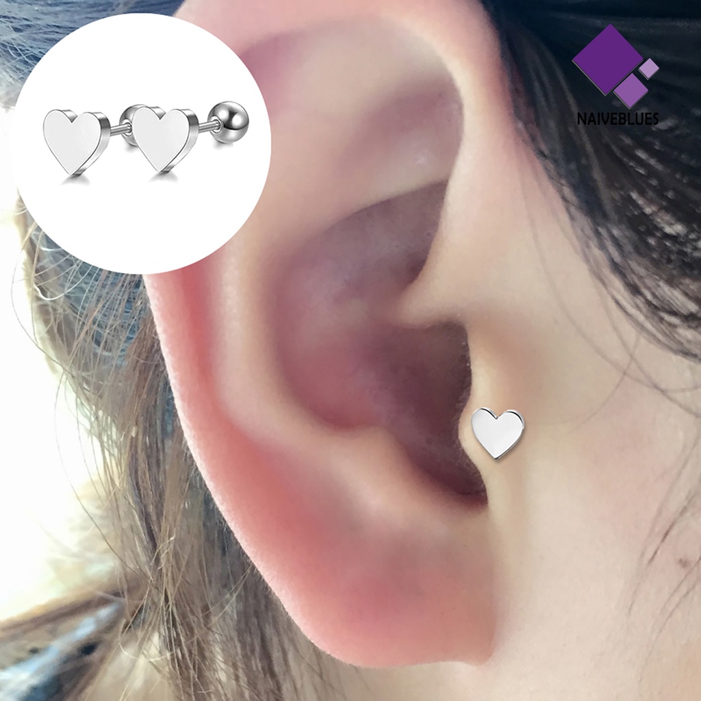 1 Pc Anting Stud Bentuk Hati Geometris Untuk Perempuan