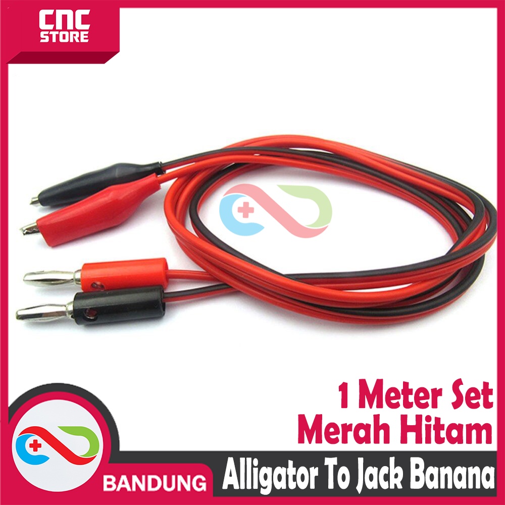 KABEL ALLIGATOR TO JACK BANANA 1 SET MERAH &amp;amp; HITAM 1 METER