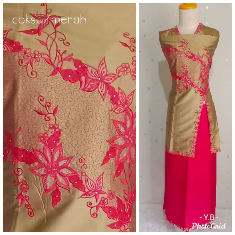 Bahan kurung bordir taveta, motif 01