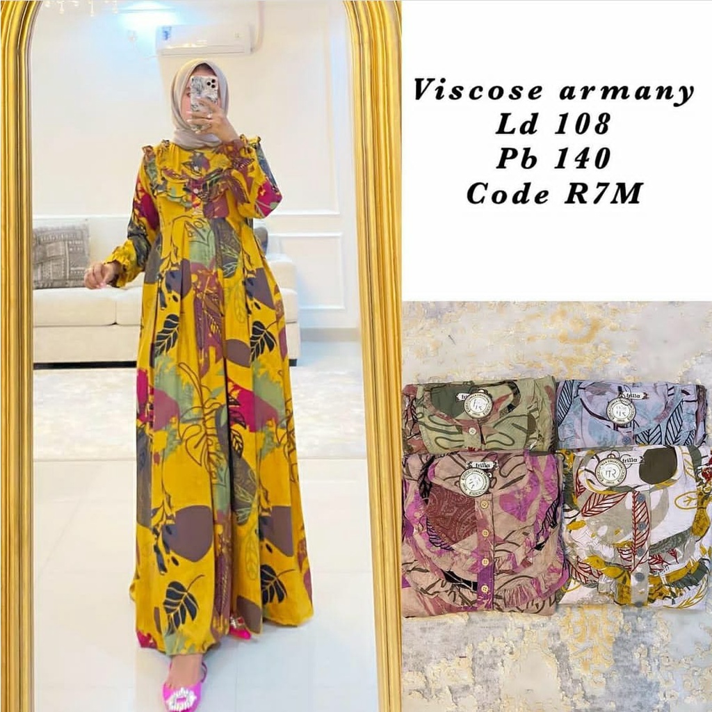 GAMIS RAYON VISCOSE | GAMIS RAYON VISCOSE MOTIF BUNGA |  GAMIS VISCOSE PREMIUM | FRILLA MOTIF KRIWIL
