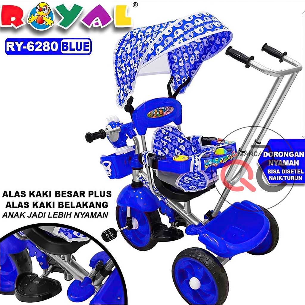 Sepeda Anak Balita Kursi Putar ROYAL Beo Pengaman Musik LED RY-6280