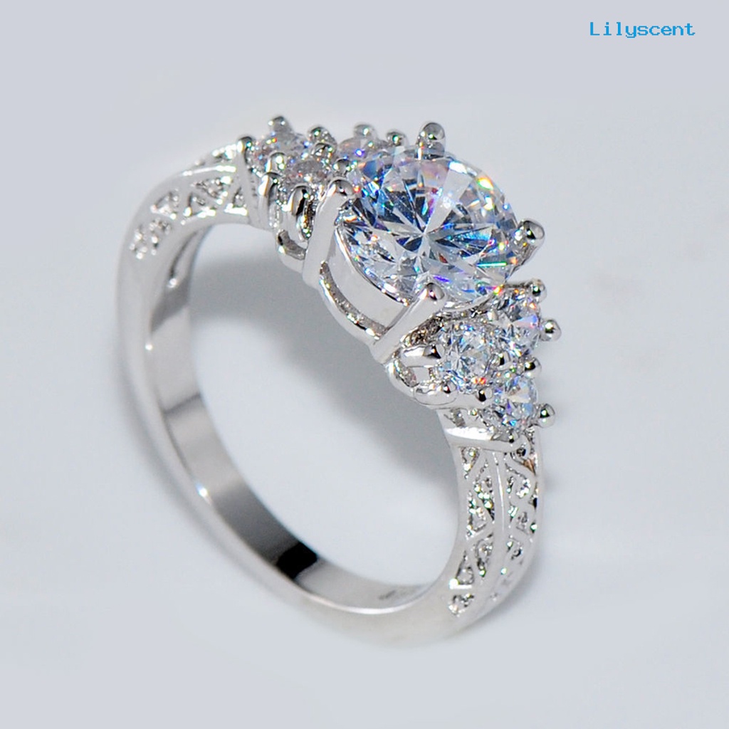 Ls Cincin Wanita Hias Cubic Zirconia Gaya Mewah Untuk Pertunangan / Pernikahan / Pesta / Hadiah