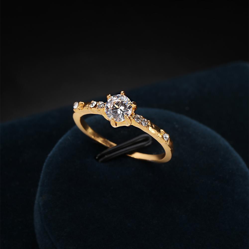 Preva 14K Band Cincin Hadiah Wanita Pernikahan Kristal Berlian Imitasi