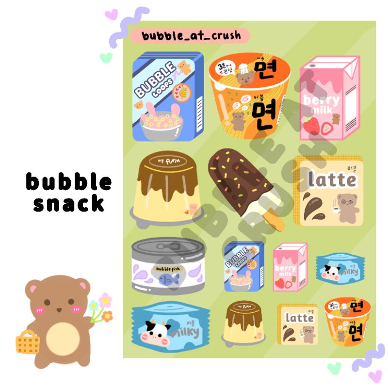 

(bubble_at_crush) bubble snack stickers sheet kiss cut (renewal)