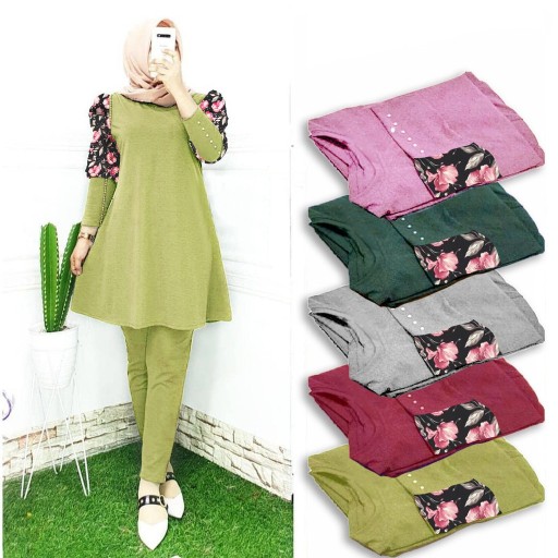 Set Meryolin Batik St Herlina Set Bellaluna Batik  Gamis Wisuda Gamis Muslim Murah