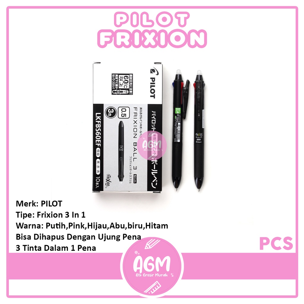 

FRIXION PENA PILOT 3 in 1 0.5mm Warna warni Bisa Di Hapus [ PCS ]