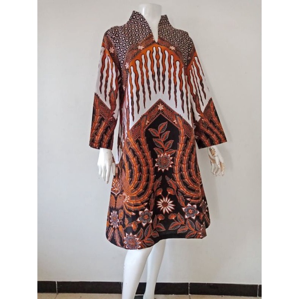 tunik batik modern tuniknsolo ataaan batik kerja baju batik murah batik wanita modern tunik coklat p