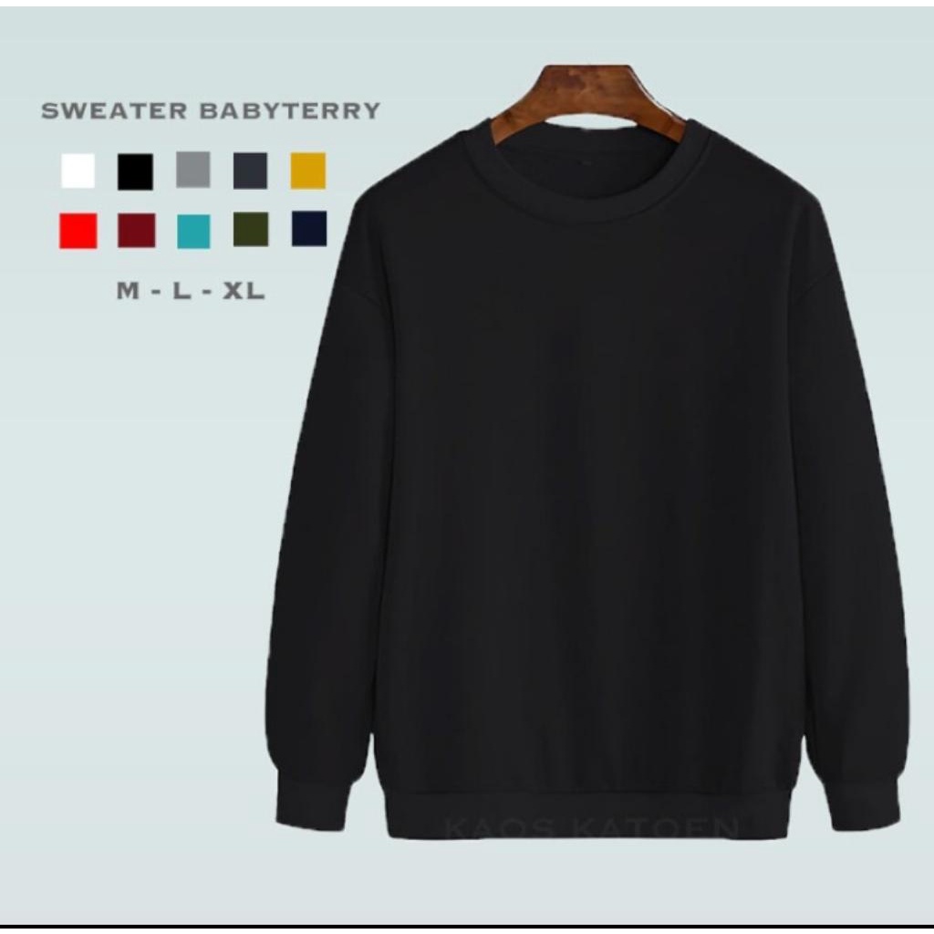 Kaospolos - Oversize best seller Sweater polos basic crewneck lengan panjang bahan babyterry berkualitas M L XL