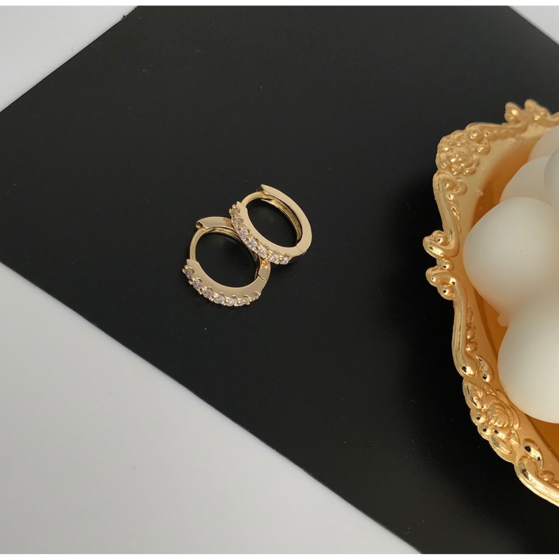 Prevent Allergy Zircon Circle Ear Hoop Simple Minimalist Style Earring Jewelry