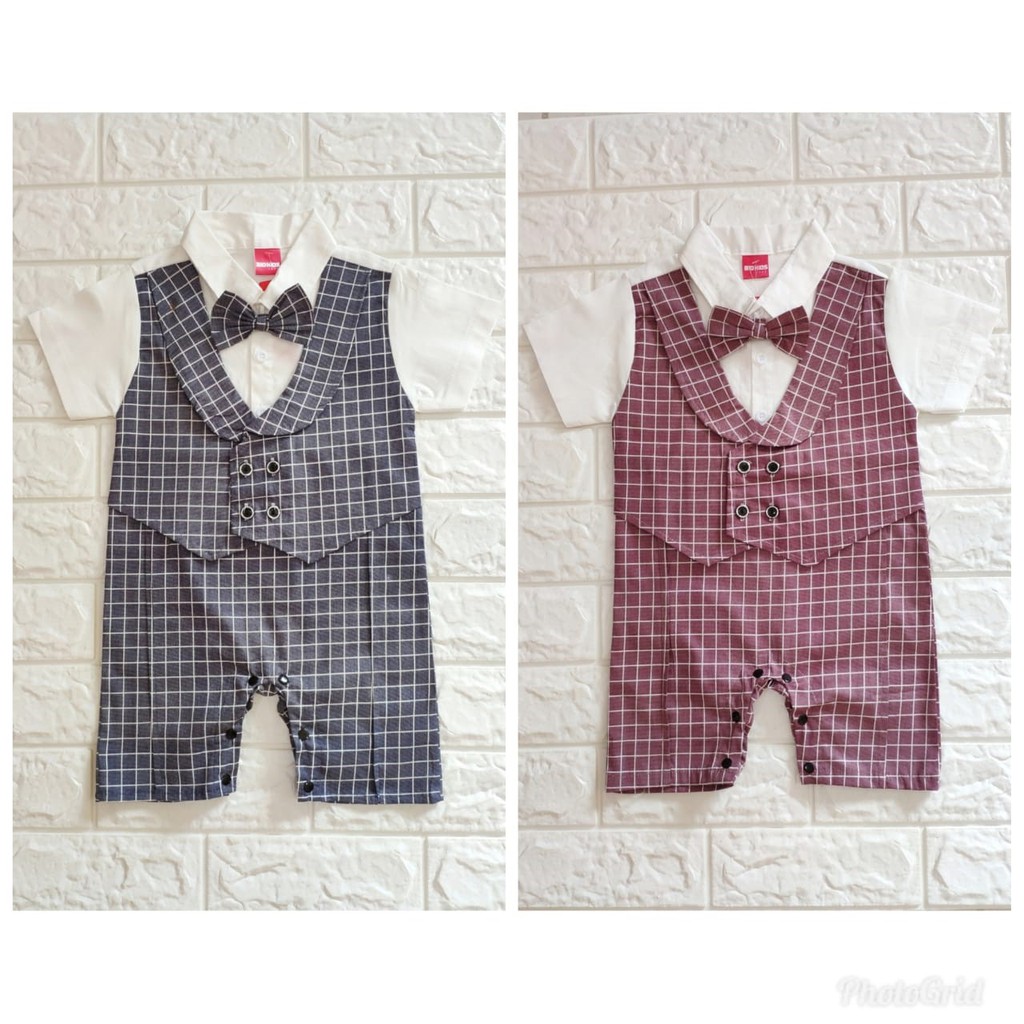 Baju Bayi Laki Laki Romper Rompi Tuxedo Bayi Caleb