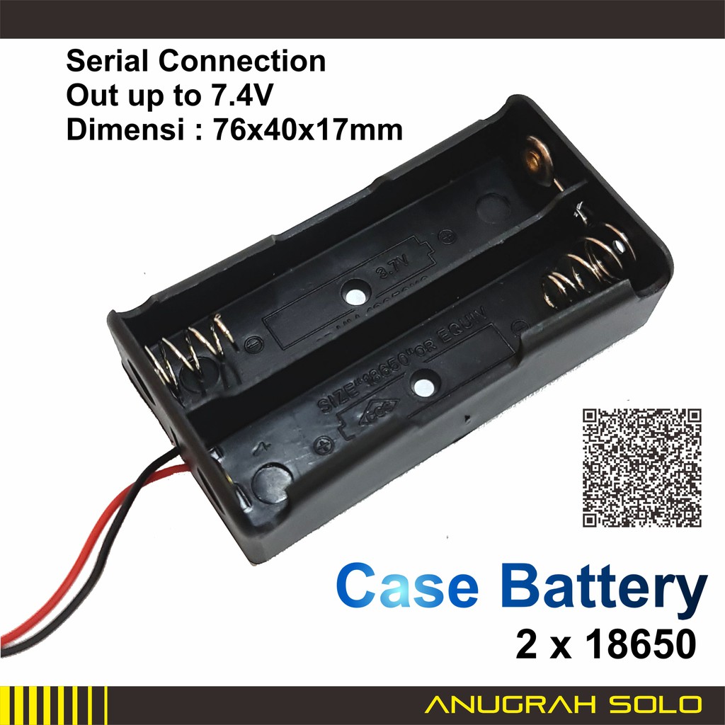 Box Batere 2x 18650 Koneksi SERI Battery Holder 2x18650 7.4V