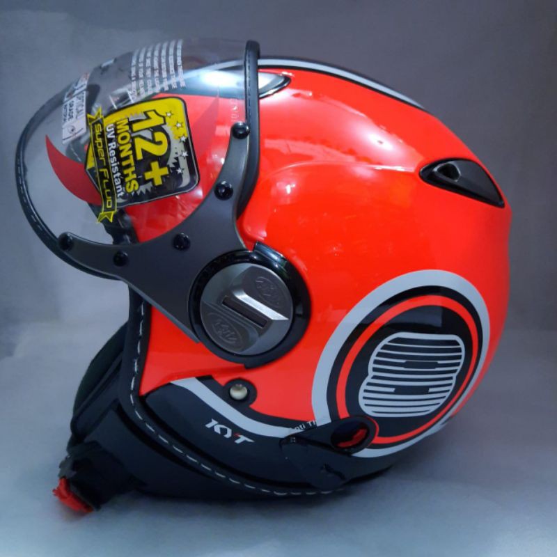 HELM KYT ELSICO MOTIF #3 SERI 3 RED FLUO HELM ORIGINAL PAKING KARDUS