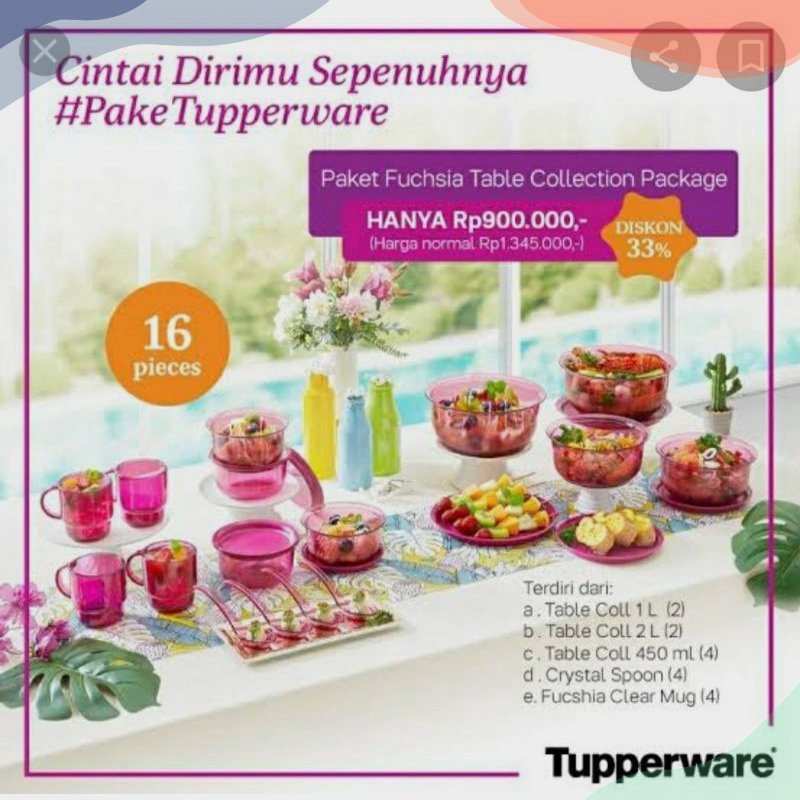 paket fuchsia table collection tupperware