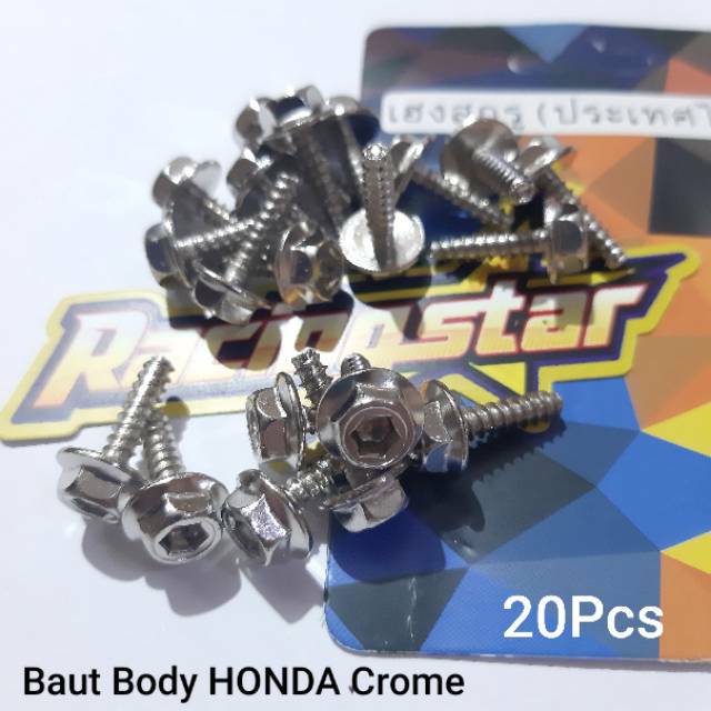 Baut Body Motor Chrome [ Model 2 Kunci ]  Universal HONDA & YAMAHA Supra X Revo Supra125 Kharisma Be