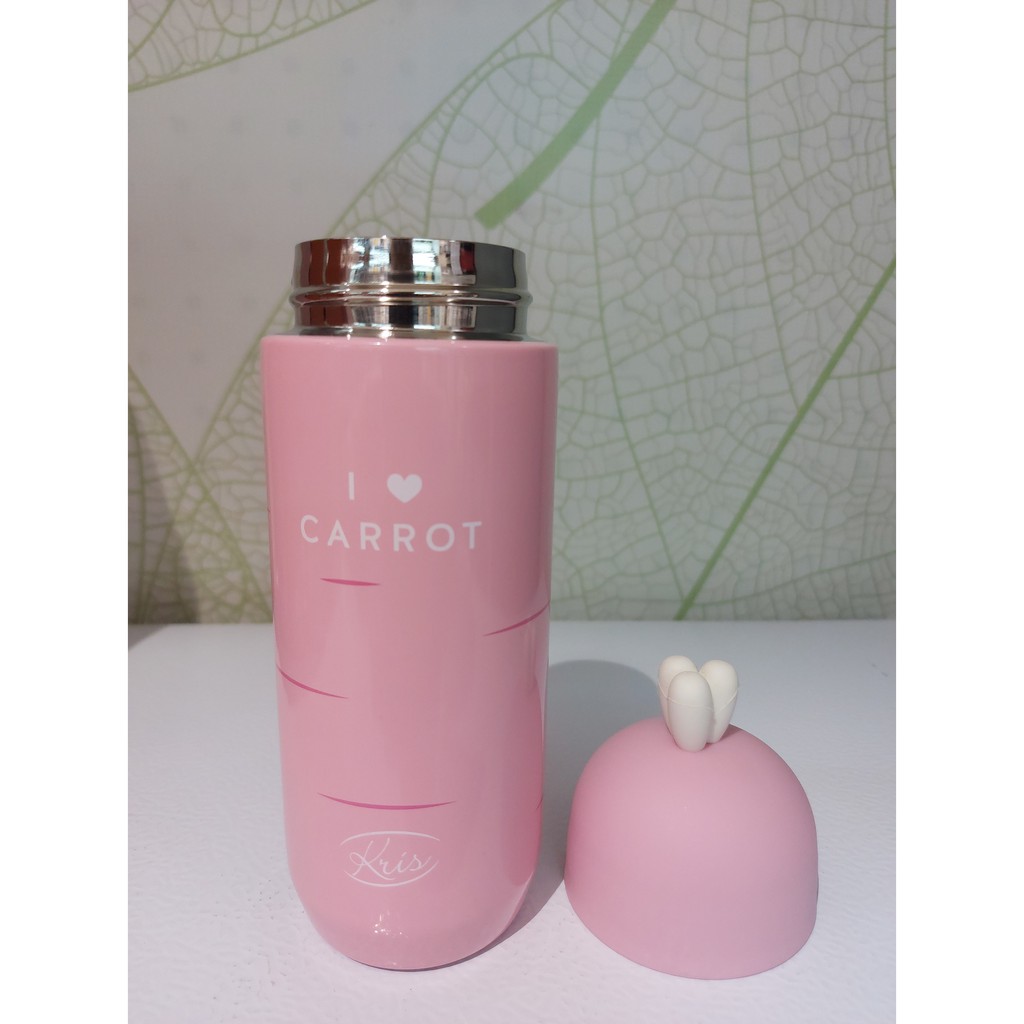 Bottle Vacuum Carrot / Botol Minum 280 Ml / Vacum Flask Pink &amp; White