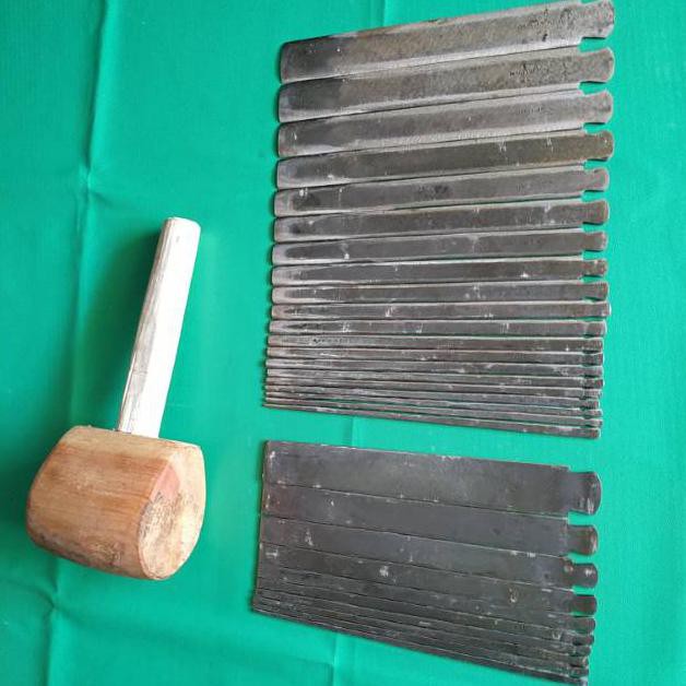 1 set pahat tatah ukir baja putih sapuan kualitas super premium panjang 24cm plus palu kayu