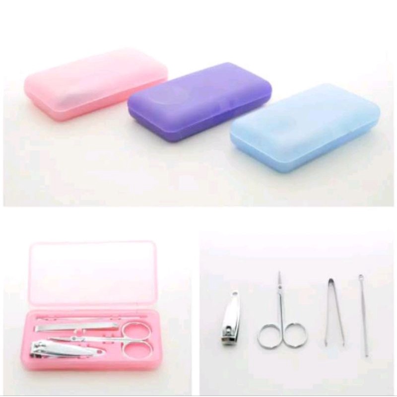 Stainless Manicure Set 4in1 Gunting Kuku Set Korek Kuping Jepitan Bulu Import Best Seller