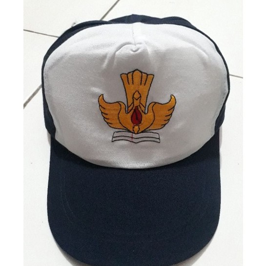 Topi Sekolah SMP Bordir Biru Putih