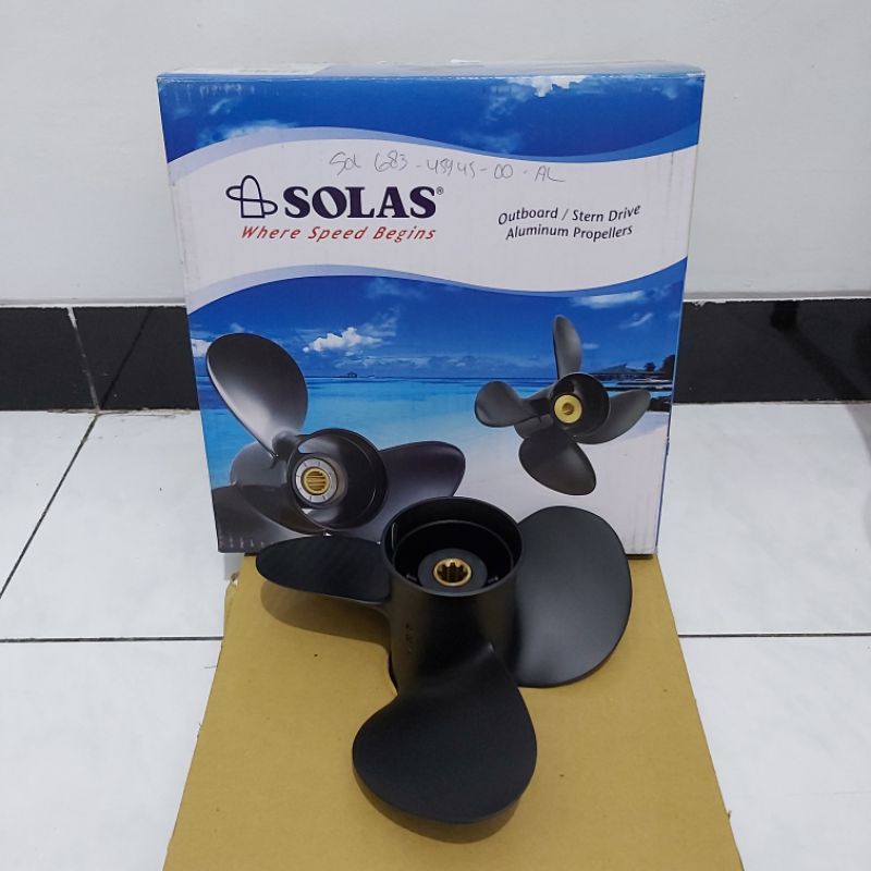 Propeller baling kipas untuk mesin tempel Yamaha 15pk pitch 8 aluminium hitam