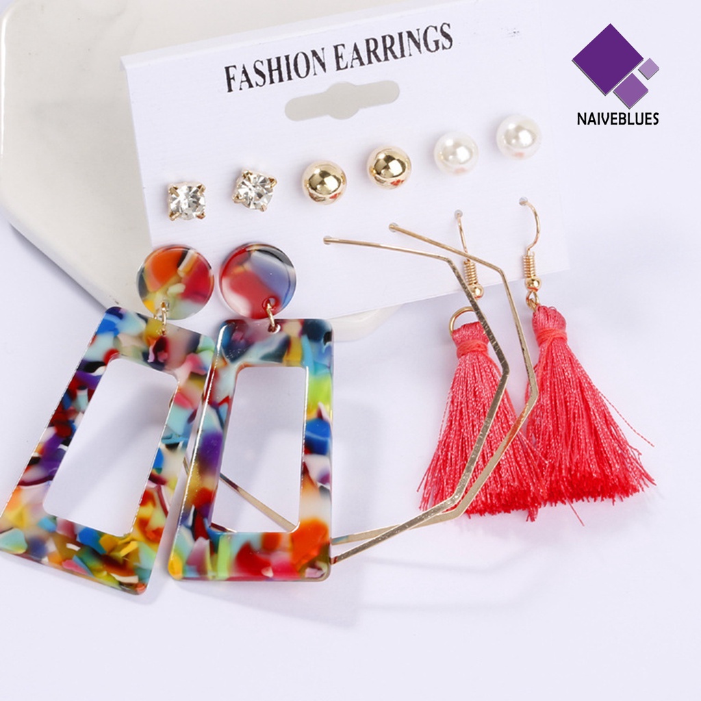 1 Set Anting Hoop Geometris Menjuntai Bahan Logam Untuk Pesta Hari Ibu
