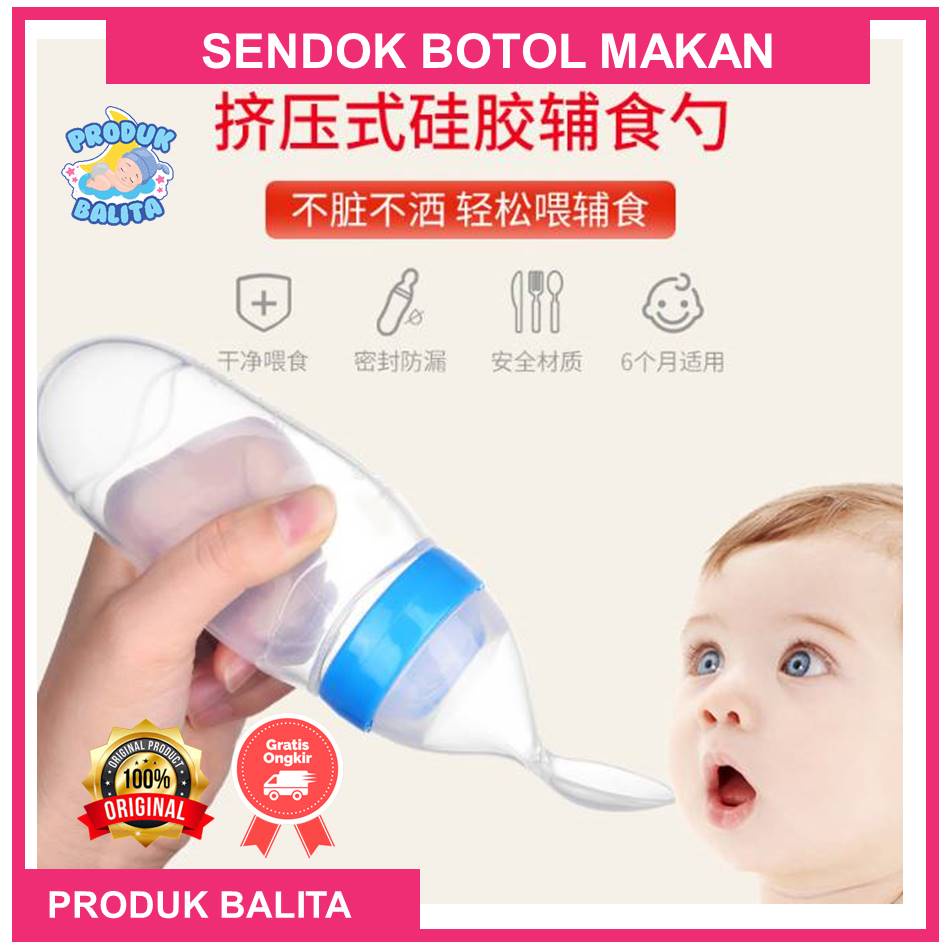 Botol Dot Makan Bayi Botol Sendok Silikon Botol Dot Silicone Sendok Makan Bayi