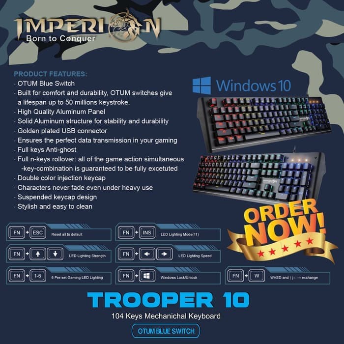 Keyboard Gaming Imperion Trooper 10 KGM10F Mechanical RGB 10