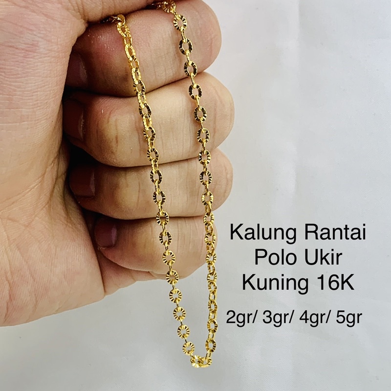 Kalung Rantai Emas Asli Model Polo Holo Hollow Ukir Kuning Kadar 700 70% 16K 2 3 4 5 gr gram