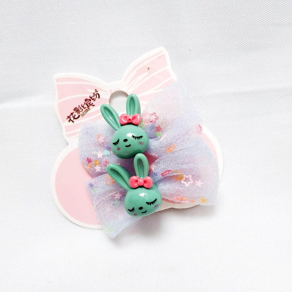 PGS-051 RIBBON RABBIT ISI 2 Jepit Rambut Pita Kelinci