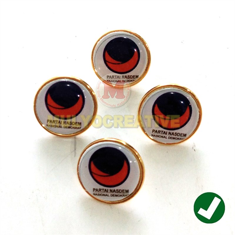 Pin Partai Nasdem - Pin Logo Nasional Demokrat Ukuran 2 Cm