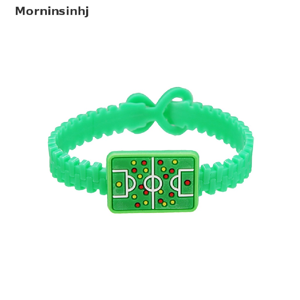 Mornin 5Pcs / Set Gelang Tangan Motif Kartun Piala Dunia / Sepak Bola Bahan PVC Untuk Anak