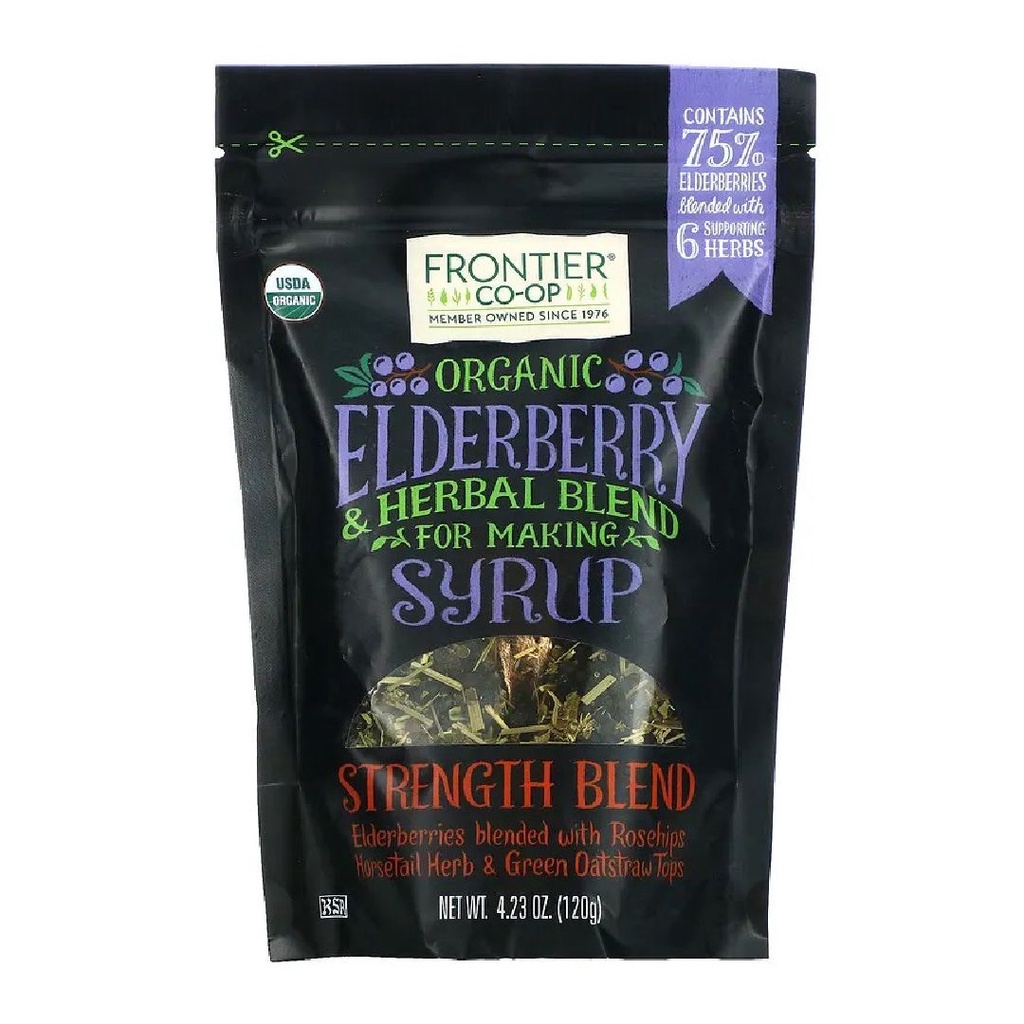 Frontier Co-op Organic Elderberry &amp; Herbal Strength Blend 120g