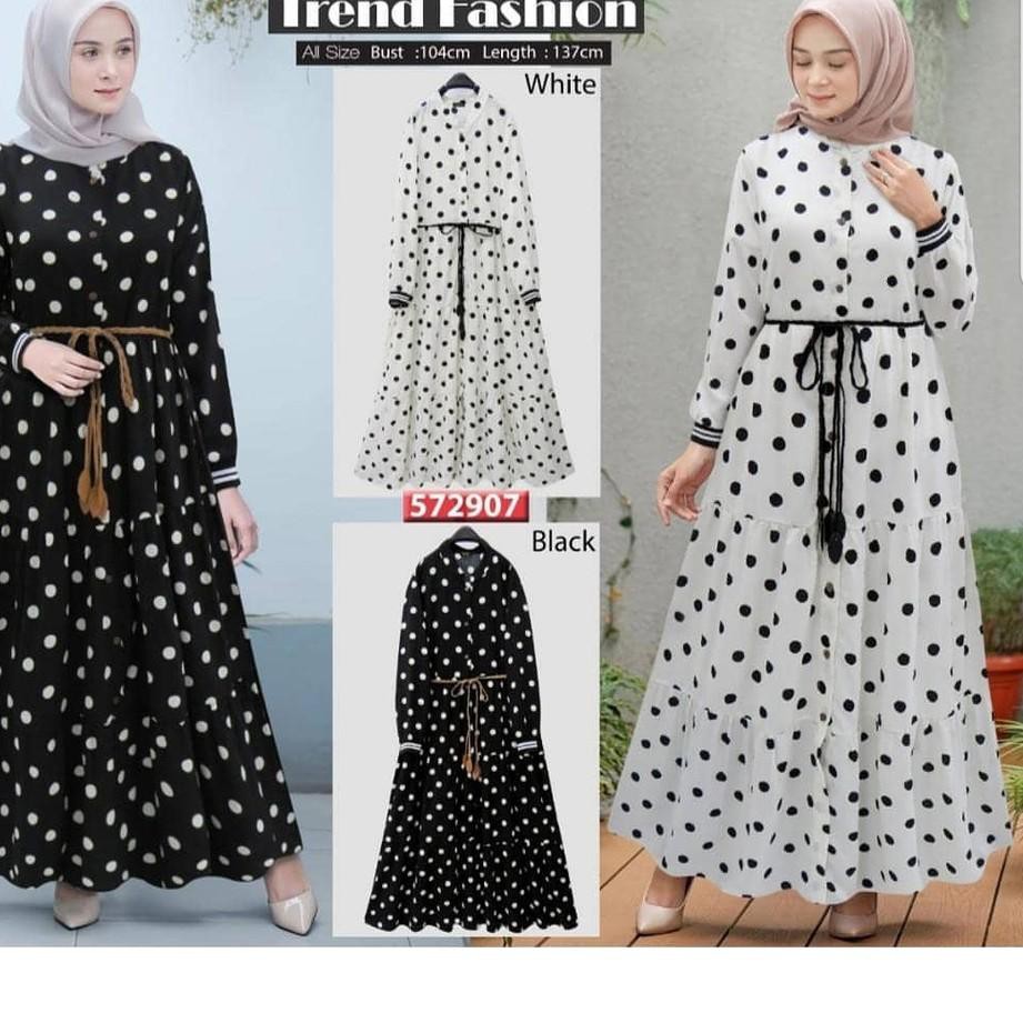 ❂ [ ] GARANSI Aqila Polka Dress Gamis Maxi Muslim ✯
