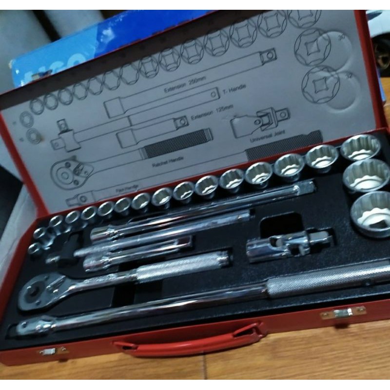 AIGO Socket wrench set 24 pcs 1/2" 12 PT Kunci sock set