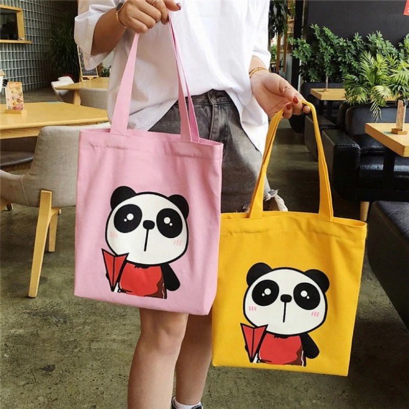 TOTE BAG FASHION WANITA PANDA KARAKTER PAKAI RESLETING TAS WANITA MURAH