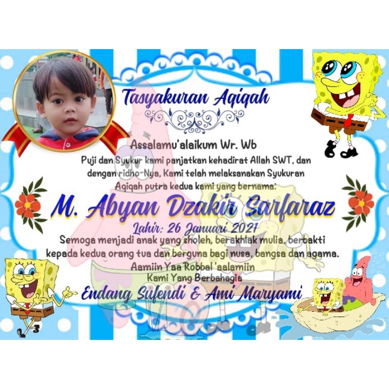

STIKER LABEL UNTUK NASI BOX ACARA SYUKURAN AQIQAH - KHITANAN - KELAHIRAN KARAKTER SPONGEBOB