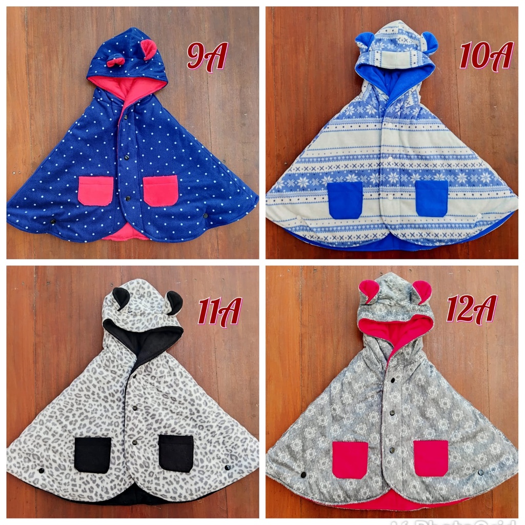 baby cape selimut dan jaket baby plus tudung kepala motif 1A-20A