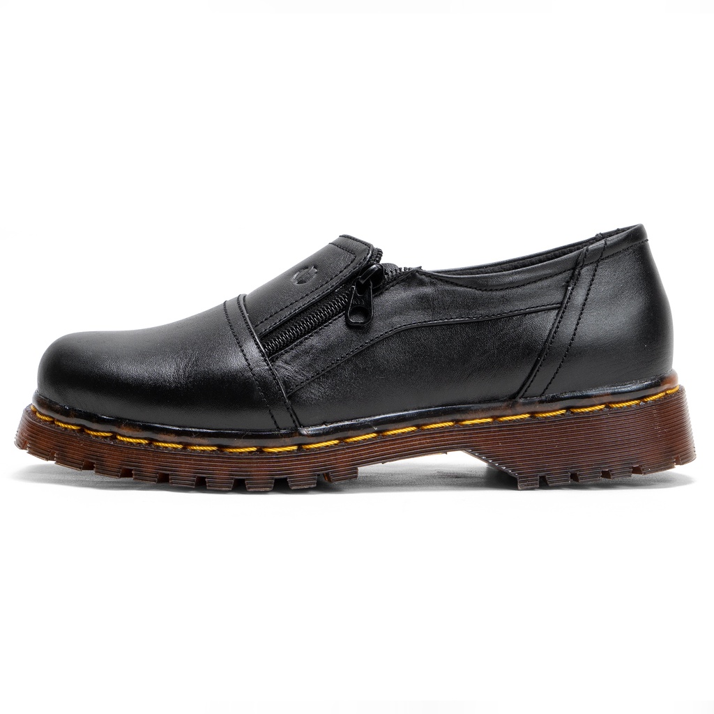 Sepatu Boots Kulit Asli Wanita Low Cut Slip On Like Docmart VD131