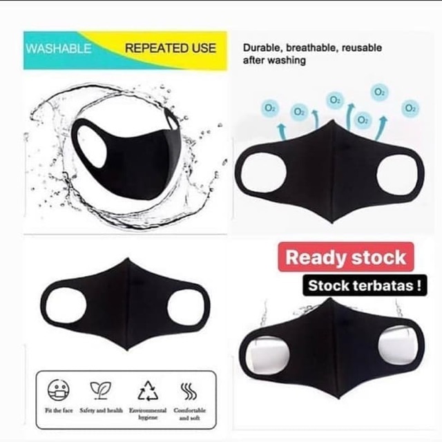 YAJIE Masker Scuba Kain Anti Polusi Rewashable 1 PCS - Black/masker scuba