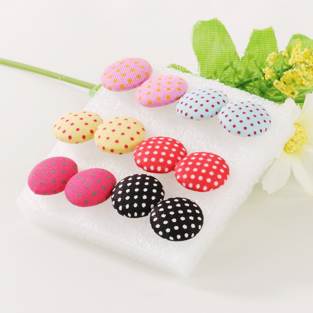 Hu Hu Hu Hu Hu Alat Bantu Pasang Kacamata♡ 6 Pasang Anting Stud Bahan Kain Plastik Warna-Warni Gaya Vintage
